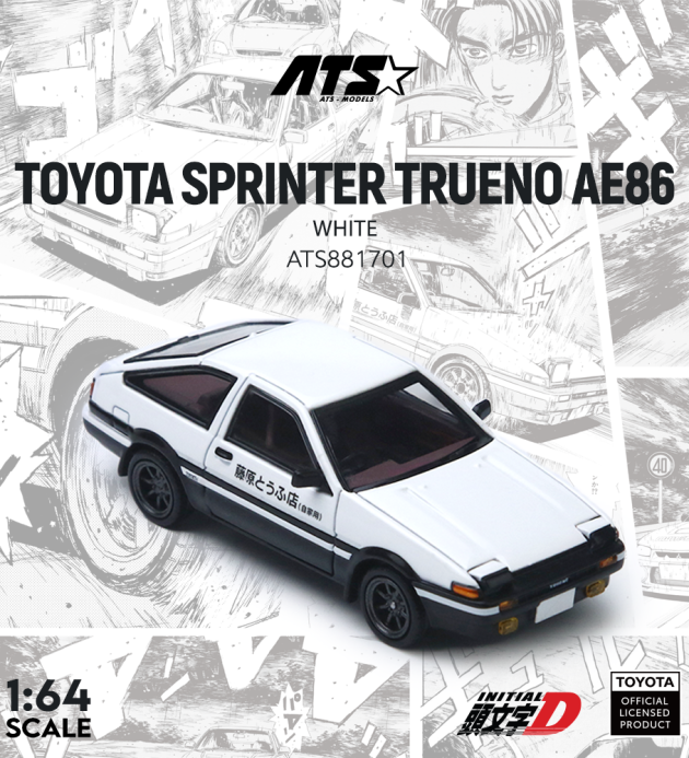Toyota AE86 - Initial D AE86 White engine hood